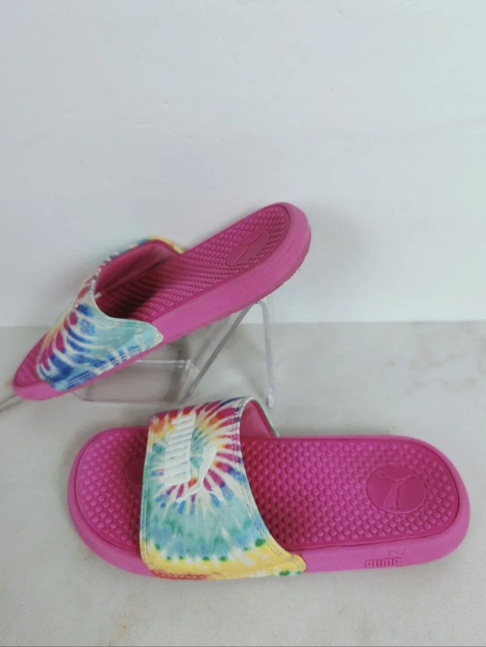 Puma Kids' Cool Cat Rainbow Tie-Dye Slides Sandals, Sz 2